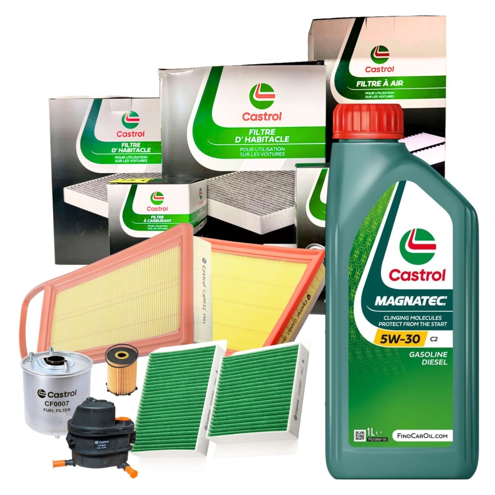 Kit Tagliando Castrol Peugeot 207 1.4 HDI 4 Filtri + 4lt Olio Magnatec 5w30 C2 - Immagine 1