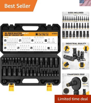 Versatile 36-Piece Impact Socket Set - High-Quality Cr-V Steel with Storage Case