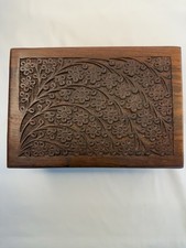 Tree of Life Hand-Carved Rosewood Box, Dimensions: 9" x 6.5" x 4.5"