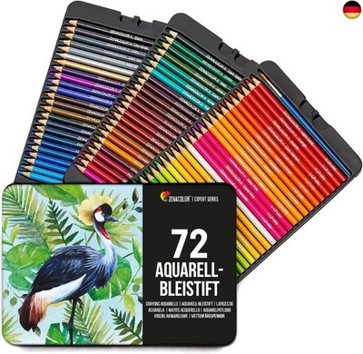 Zenacolor Colouring Pencils with Metal Tin - Unique Colours for Drawing and
