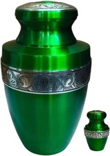 At Peace Memorials Tranquility Biscayne Green Urn for Ashes SET