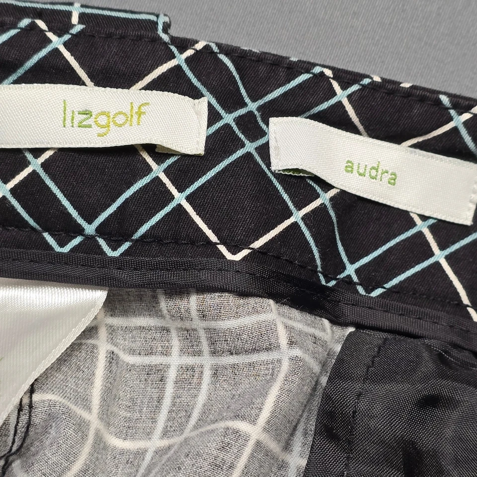 Liz Golf Audra Womens Pants Size 24 Black Stretch Preppy Plaid Classic High Rise - Image 4 of 4