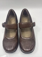 Dansko Casual Mary Jane Comfort Brown Leather Buckle Clog Shoes Women's Sz 38