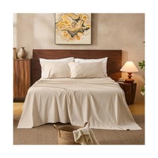100 Linen Sheets Queen Size,Breathable Durable 4-Piece Bed Flax Sheet Set,...