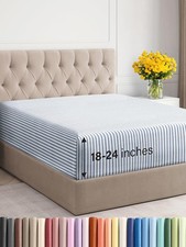 Extra Deep Queen Fitted Sheet - Hotel Luxury Single Fitted Sheet Only - Easily