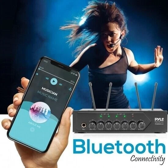 Pyle UHF Wireless Lavalier Microphone Set 4 Transmitters Home Recording PDWM4122 - Image 4 of 4