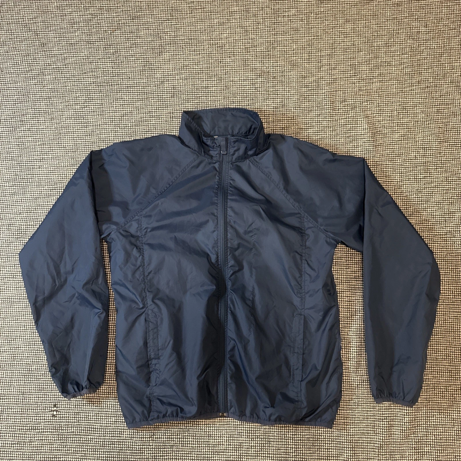 LL Bean Nylon Windbreaker Jacket Unisex Mens M Womens L Navy Blue Shell Gorpcore
