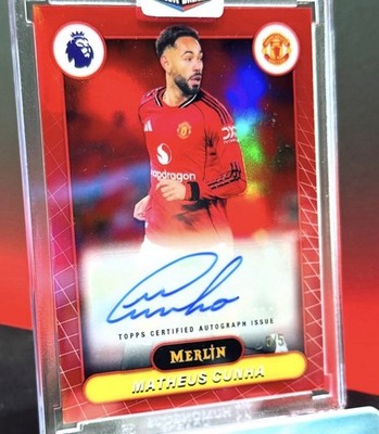 2026 Topps Merlin Chrome Premier League Matheus Cunha Red Refractor Auto #/5
