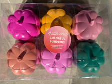 Set of 6 Pack Colorful Chic Pumpkins Decorations Pink Teal Assorted CUTE 