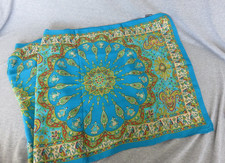 100 Silk Scarf Royal Blue, Red, Yellow Rectangular 20" x 66" Rolled Edge