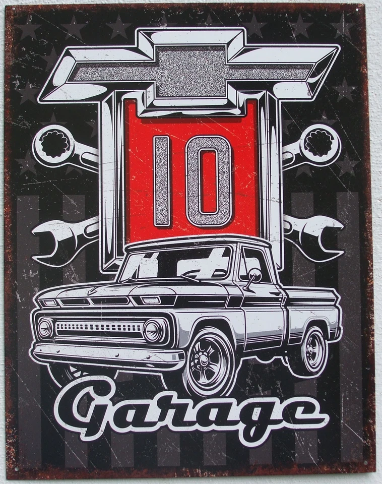 Chevy C10 Vintage  PickUp Garage USA  Chevrolet Metall Deko Schild - Bild 1 von 1