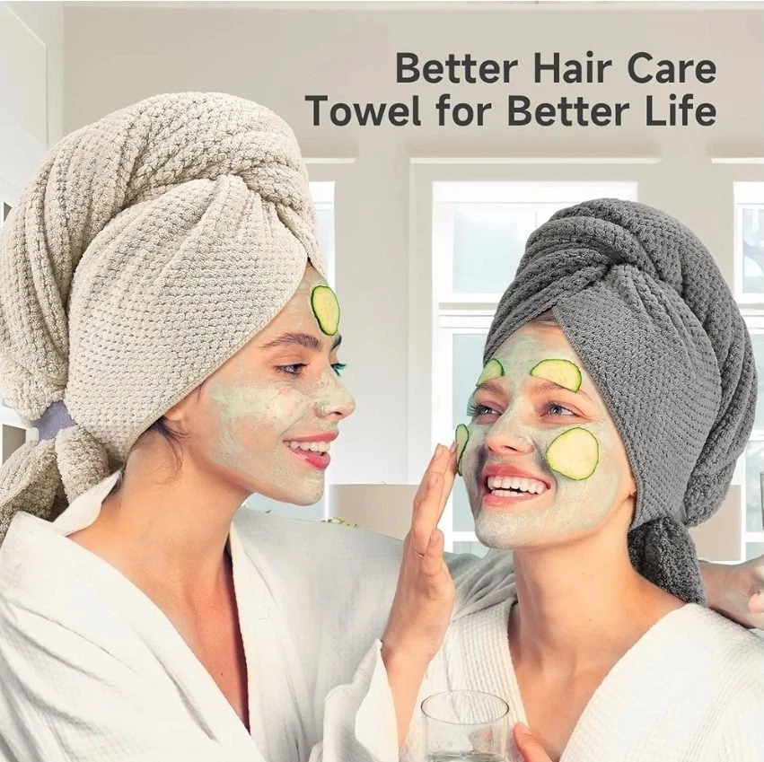 Toalla de cabello de microfibra extra grande para mujer cabello rizado, largo y grueso, paquete de 2...203 Foto 2 de 4