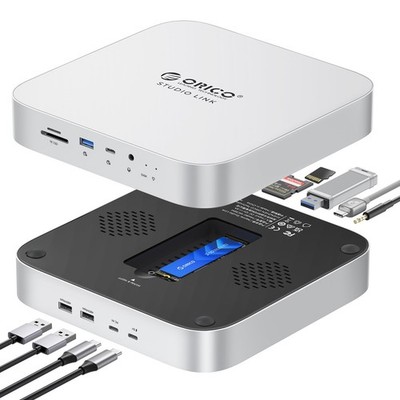 StudioLink Mac mini Hub with SSD Enclosure & 7-in-1 Ports | NVMe/SATA M.2 SSD...