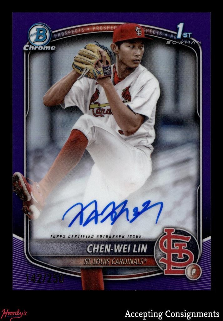 2025 Bowman Chrome Purple Refractor #CPACL Chen-Wei Lin 1st Rookie AUTO 142/250