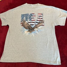 Gildan USA American Flag Eagle Graphic T-Shirt Mens XL Heather Gray Patriotic