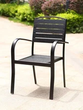 Outdoor Furniture Black Wooden Chair (Perfect for Dining/Courtyard/Balcony)