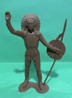 1964 Louis Marx & Co 6" Indian Chief Spear Shield Headdress Plastic Toy Figure
