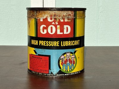 #ad OLD VINTAGE PEP BOYS PURE AS GOLD HIGH PRESSURE LUBRICANT GREASE OIL CAN METAL $39.99