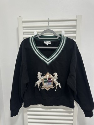 Each x Other Paris V Neck Crop Pullover Gr. M UK 10 Preppy College bestickt