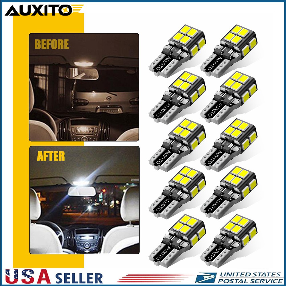 AUXITO T10 LED License Plate Light Bulbs 6500K Super Bright White 168 2825 194 D
