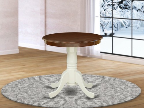 Eden 30" round kitchen pedestal table light oak and mahogany East West Furniture - Picture 10 of 12