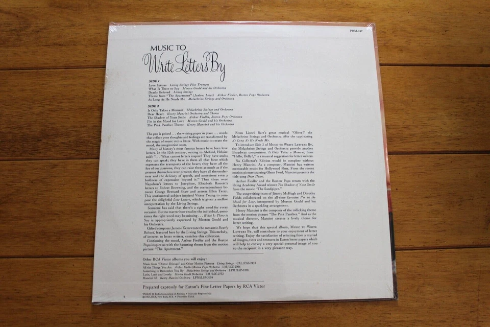 MUSIC TO WRITE LETTERS BY VOLUME 1 LP [NEW SEALED] CHEESECAKE PINK PANTHER - Image 2 of 4