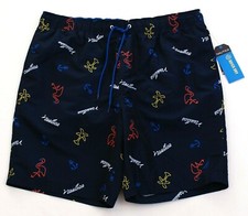 Nautica Quick Dry Blue Graphic Brief Lined Swim Trunks Men's NWT