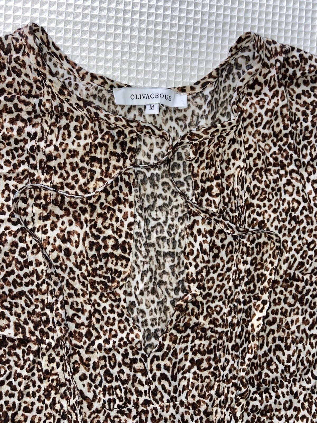 PALM ANGELS Mini abito a strati olivaceo stampa ghepardo prateria svolazzante donna medio