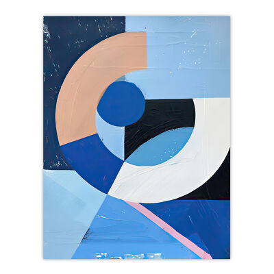Blue Bauhaus Inspired Modern Artwork Painting Wall Art Poster Print