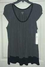 DKNY Urban Essentials Stretch Modal Sleep Top Shirt M Charcoal Heather Black NWT