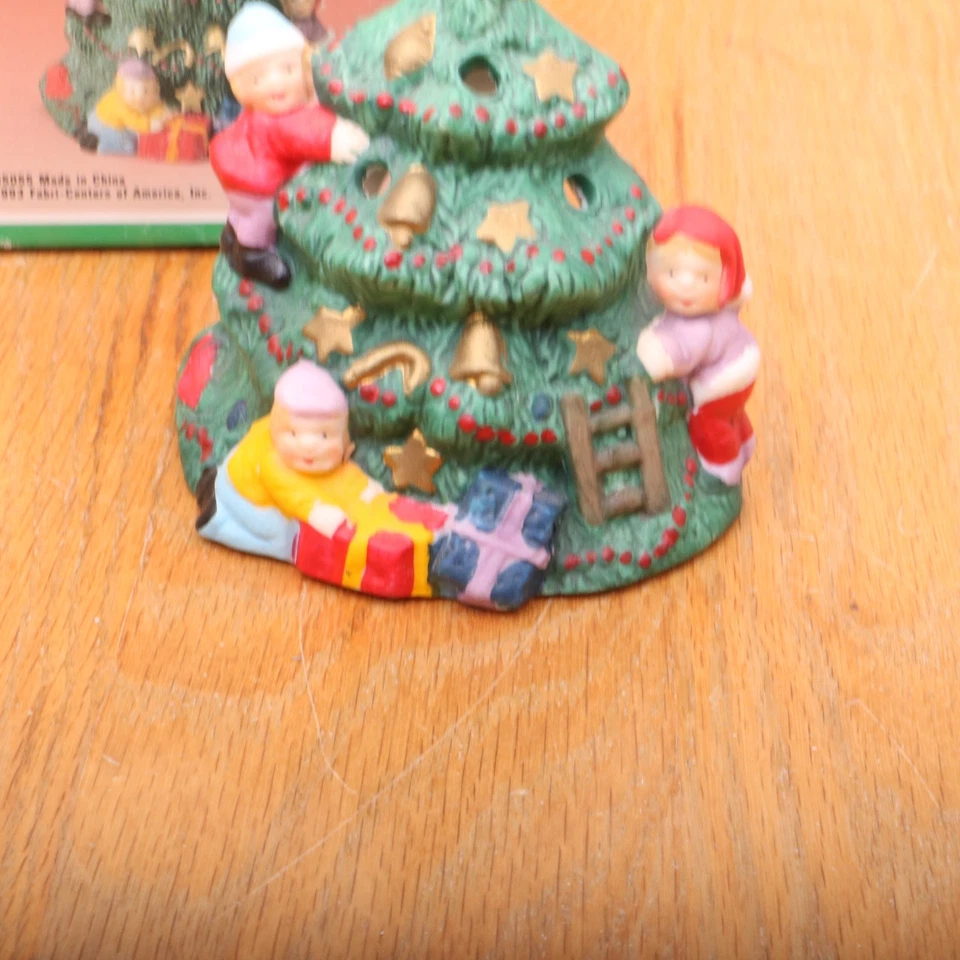 Candelabro de porcelana de Navidad árbol de Navidad con niños en caja original Foto 3 de 4