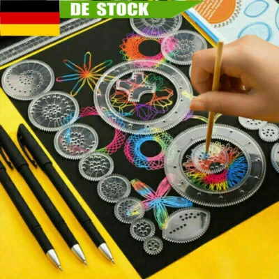 MARKENLOS 28x Spirograph Zeichnen Schablone Spirale Musterung Lineal Bildung Spielzeug Set