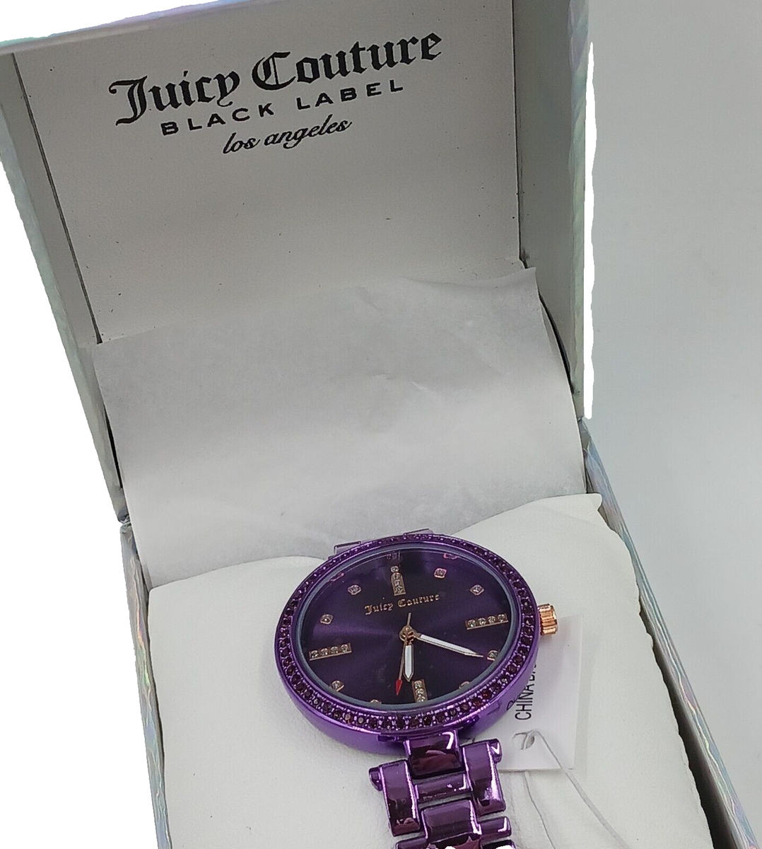 Juicy Couture Black Label Quartz Watch Purple Stainless Steel New