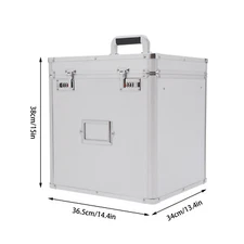 Tabletop Record Vinyl Carry Case Storage Box Locking with 50 Vinyl Record Silver