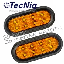 TecNiq 2pk Amber 6" Oval HI-VIS Flashing Strobe Warning Grommet Mount LED Lights