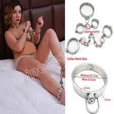 Heavy Duty Bondage Handcuffs Ankle shackles Stainless Steel Lockdown Neck Collar