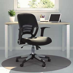 Rz Mid Back Mesh Swivel Desk Chair With Folding Arms And Tension Control Black Ebay