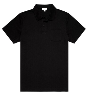 Sunspel - Polo Riviera Ärmel Kurz Baumwolle SCHWARZ GRÖSSE S - Neu