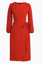 NWT $138 J. Crew Wrap Dress in 365 Crepe Red H6292 Size 0 Holiday Party