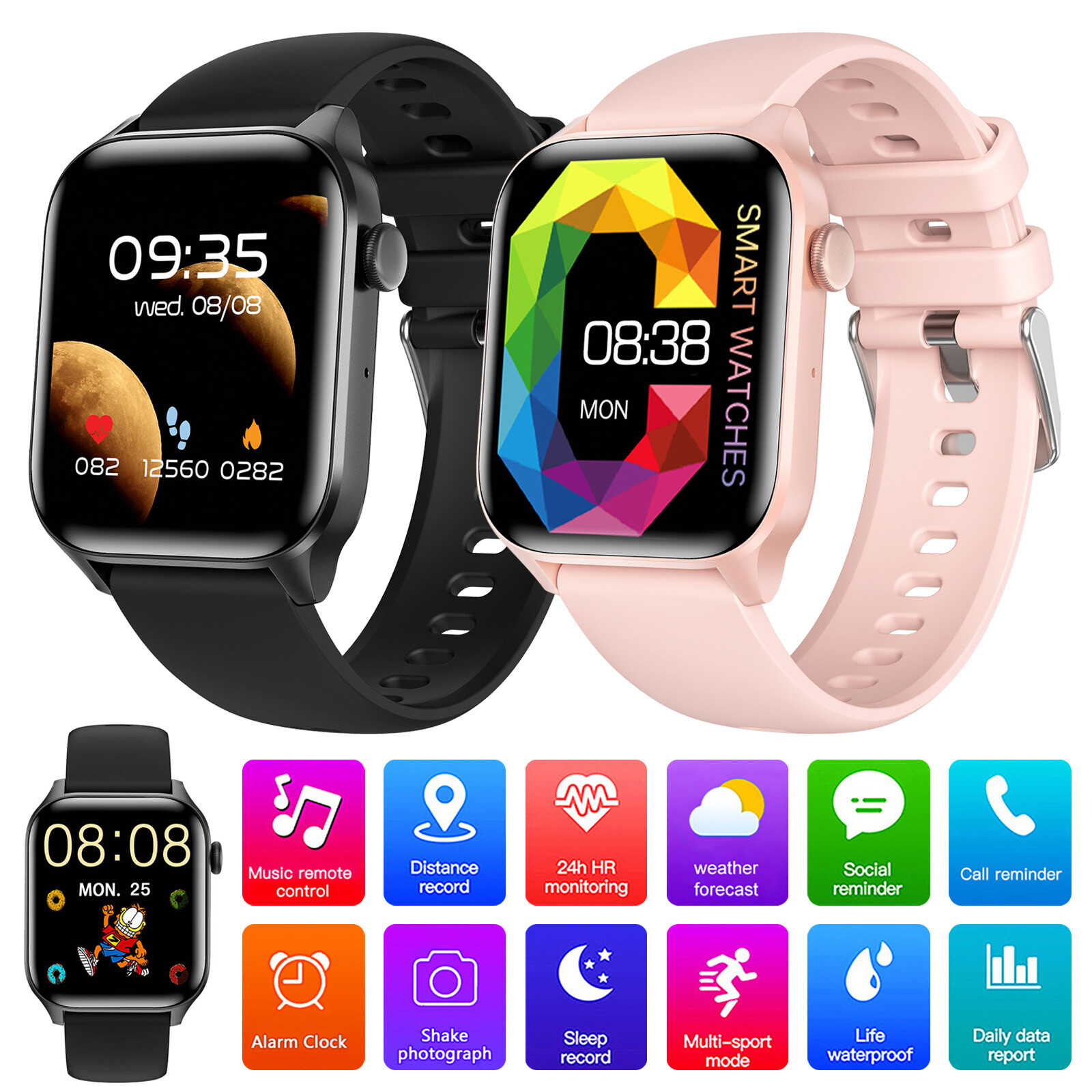 Waterproof Smart Watch Bluetooth Call Heart Rate Fitness Tracker For Android iOS