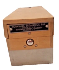 Vintage Wooden KODASLIDE Sequence File Box Eastman KODAK Company USA w Paper