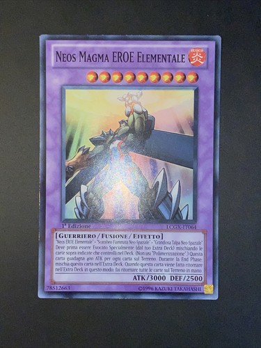 Yu-Gi-Oh! Super Rare Ita Neos Magma Elemental Hero 1st Edition Lcgx-it064 Fusion - Picture 2 of 4