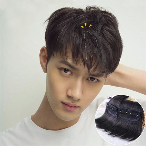 Men's 100% Real Human Hair Clip in Hair Extension Cover Thin/Loss Hairpiece - Picture 1 of 12