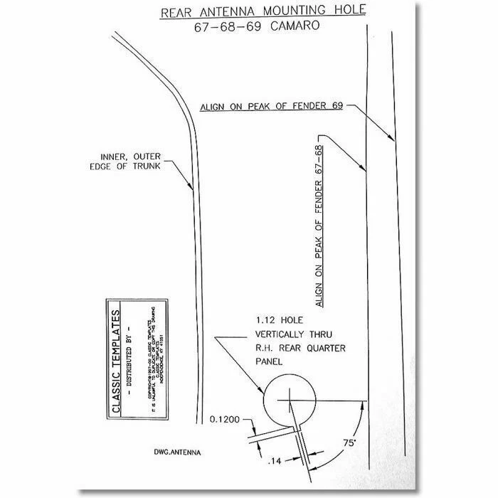 Enchufe de eliminación de antena Chevy Chevrolet Camaro: se adapta a 1967 1968 1969 Foto 2 de 3