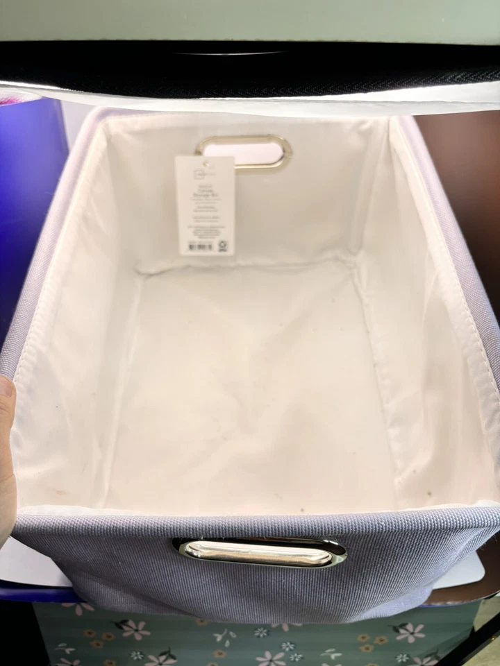 Mainstays Canvas Storage Bin | Light Purple | NWT Silver Handle - Image 2 of 4
