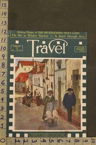 1918 BRITTANY STREET VILLAGE PIG CHICKEN FRANCE TRAVEL MAG ORIG COVER ART VY35