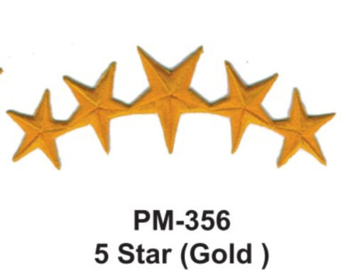 3" 5 STAR (GOLD) Embroidered Military Patch   - Picture 1 of 1
