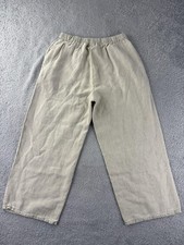 FLAX Pants Womens Small Beige Linen Wide Leg Cropped Langenlook Coastal Beach