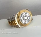 Men's Wedding Band Ring 2CT Real Moissanite 14K Two Tone Gold Plated Silver