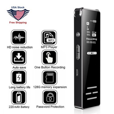 Mini Portable Audio Recorder w/ MP3 Playback 128GB Expandable 360° Recording New